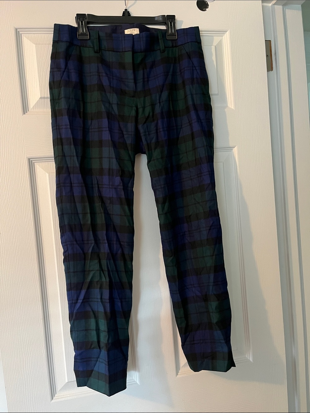 J. Crew Women’s Tartan Dress Pants in Navy & Green